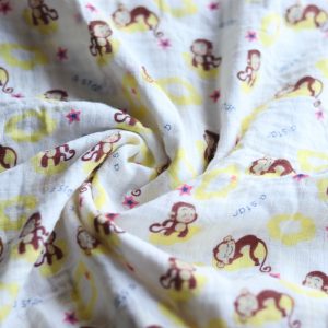 SWB-012(2) Cookiie Blanket swaddle wrap - muslin - monkey star