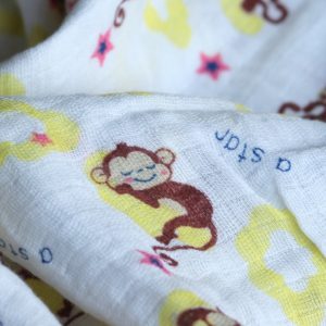 SWB-012(1) Cookiie Blanket swaddle wrap - muslin - monkey star