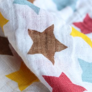 SWB-011(2) Cookiie Blanket swaddle wrap - muslin - multi colored stars