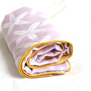 SW3-013(1) Cookiie Blanket swaddle wrap -Dohar - pink starfish yellow piping