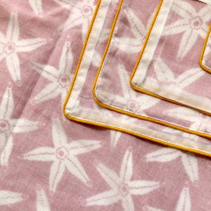 SW3-013(2) Cookiie Blanket swaddle wrap -Dohar - pink starfish yellow piping