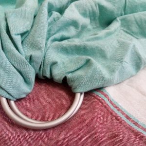 WS-005(1) cookiie woven ring sling - skyla- red aqua white