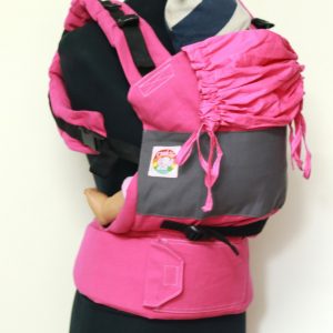 B - 0002 (1) Cookiie baby carrier GO - Grey on pink