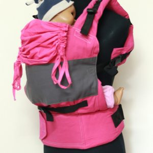 B - 0002 (3) Cookiie baby carrier GO - Grey on pink