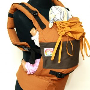 B - 0010 (4) Cookiie baby carrier GO - Brown on Mustard