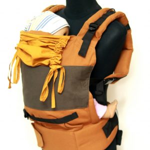 B - 0010 (3) Cookiie baby carrier GO - Brown on Mustard