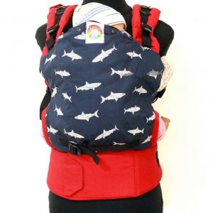 S-2022(5) Cookiie baby carrier - Original - Bite Little shark on Red