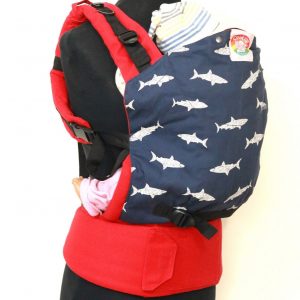 S-2022(4) Cookiie baby carrier - Original - Bite Little shark on Red