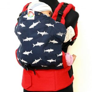 S-2022(3) Cookiie baby carrier - Original - Bite Little shark on Red