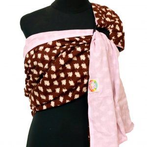 Cookiie Double Layer Cotton Ring Sling - Moonlight Mocca on powder Pink