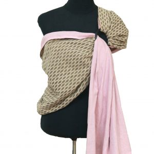 S- 3060 (2) cookiie ring sling baby carrier double layer cotton- ocean lattice on baby pink