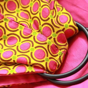 S- 3046 (2) cookiie ring sling baby carrier double layer cotton- summer moons on fushcia