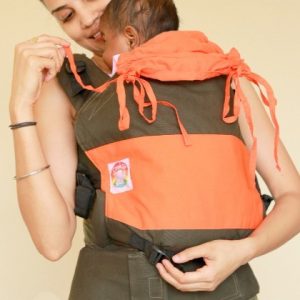 B - 0014 (3) Cookiie baby carrier GO orange blaze on moss green