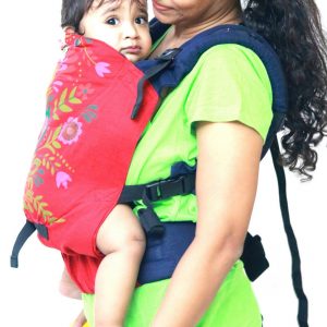 Yoga 14(5) Cookiie baby carrier red linen Floral Passiflora Bloom